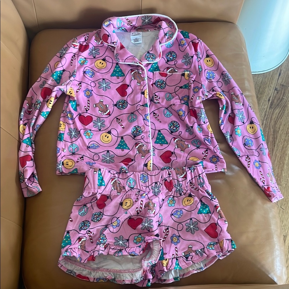 Pink Emoji Kids Pajamas Set